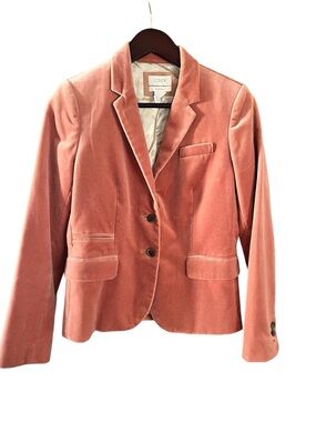 J. Crew Velvet Blazer in Rose-Coral